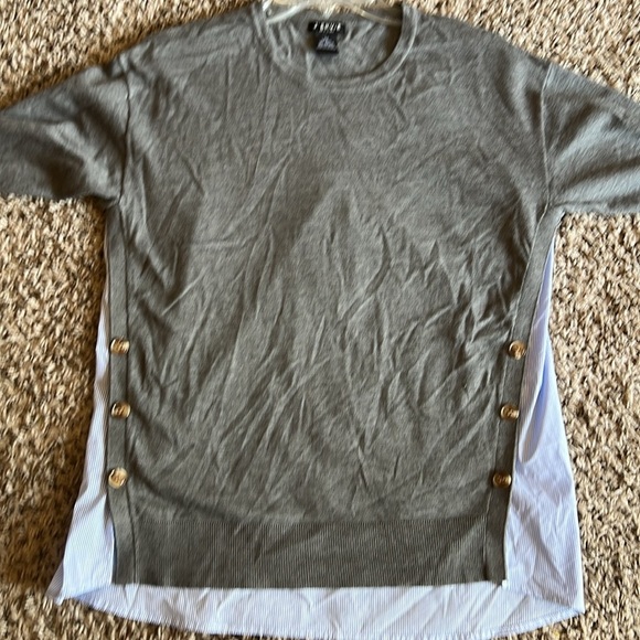 J’Envie Mix Media Gray Blue stripes Shirt Size XS - Picture 9 of 10